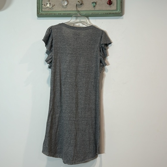 Chaser light weight cotton short ruffle sleeve mini dress heather grey medium - Picture 5 of 5